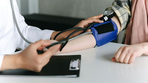 A cuff is used to measure blood pressure